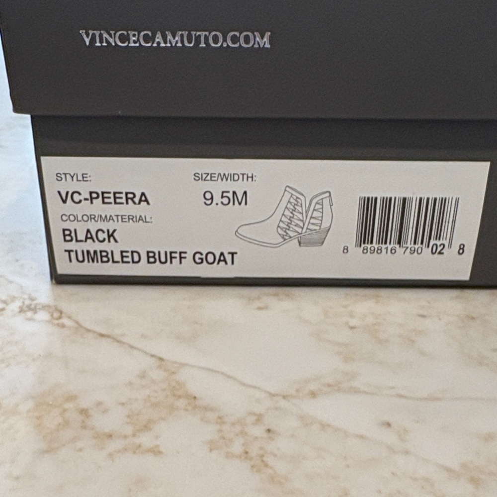 Vince Camuto Suede Black Ankle Boots with cutouts on the sides - Picture 2 of 10